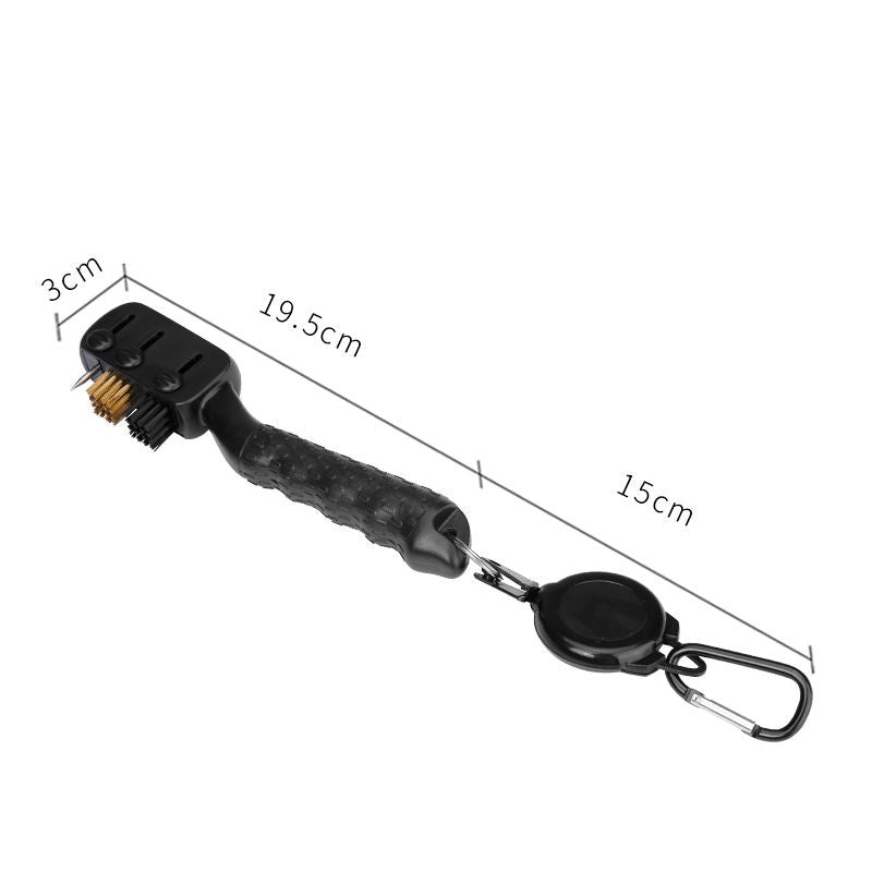 Retractable cleaning brush tool for golf