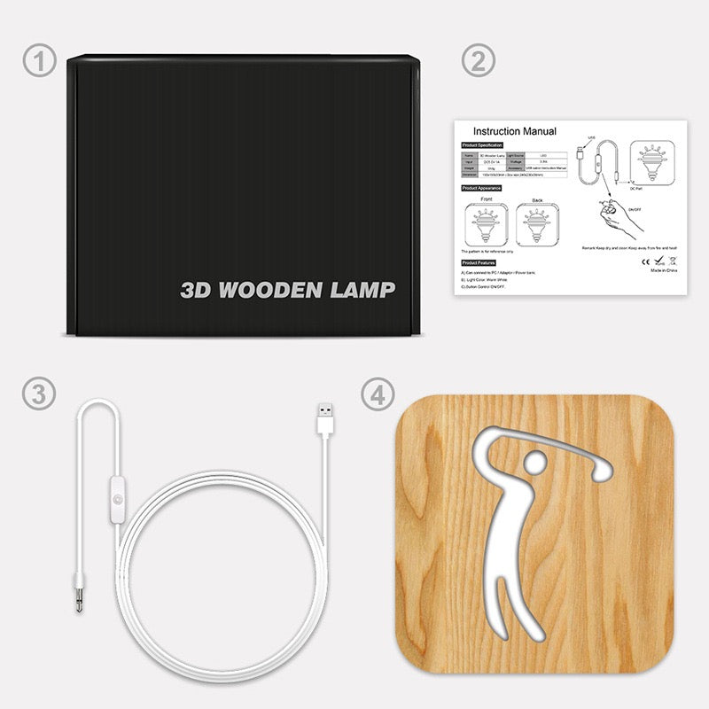 TKS golf wooden gift with light