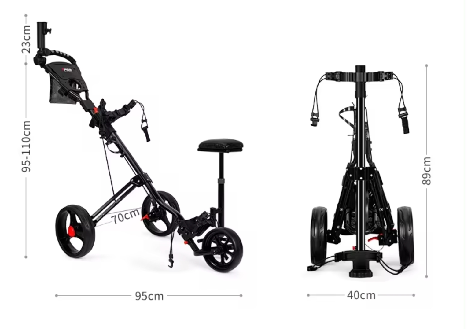 3 Wheels Foldable Push Cart