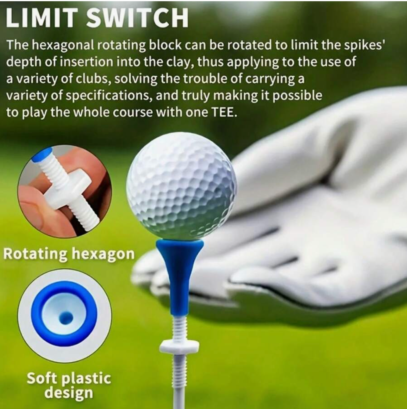 TKS Adjustable Height Golf Tees (5pcs)